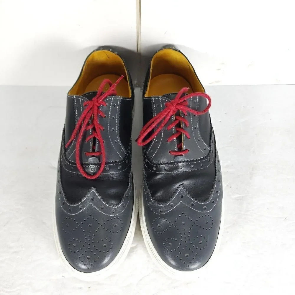 Undandy Men's EU42-43 US9-10 Blue Wingtip Lace-up Oxford Dress Sneaker Shoes